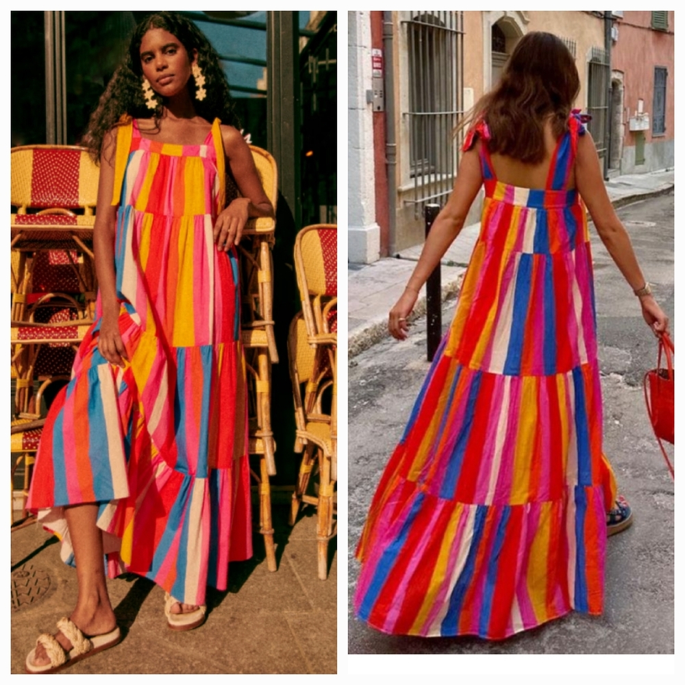 Sezane Multicolor Striped Maxi Dress